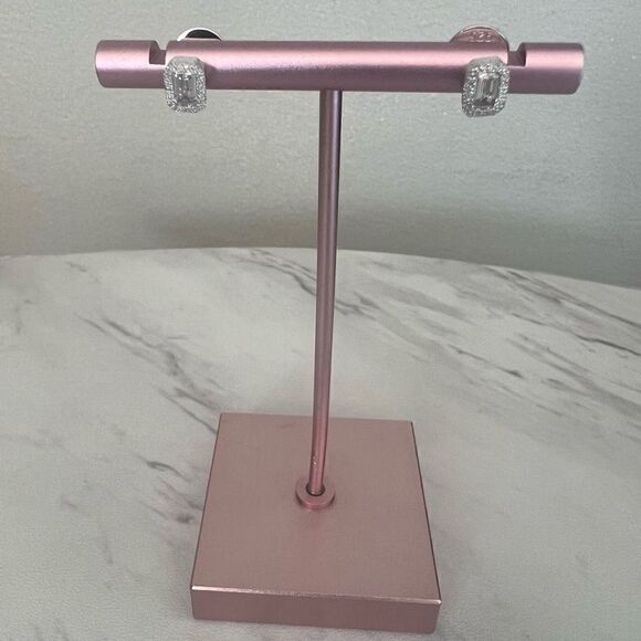 NORDSTROM Classic Simulated Diamond Stud Earrings, Sterling Silver Platinum, NWT - Picture 9 of 13